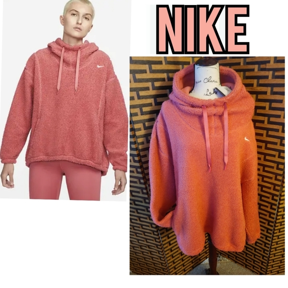 Nike Therma Fit Coral Pink Cozy Pullover Hoodie- NWT - Picture 3 of 14